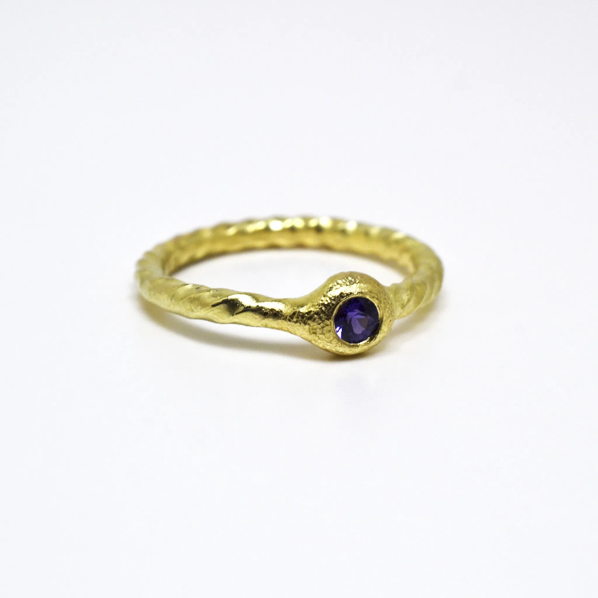 Archaic Sapphire Ring with Twisted Shank