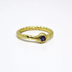 Archaic Sapphire Ring with Twisted Shank
