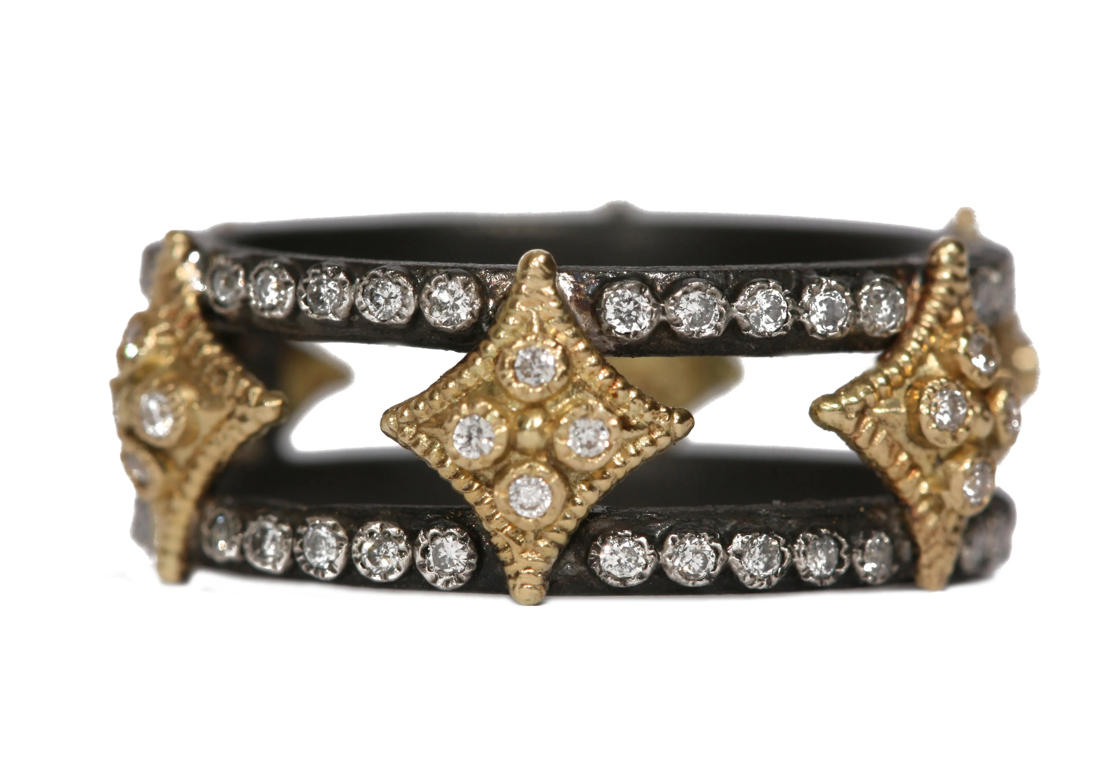 ARMENTA 18K YELLOW GOLD AND STERLING SILVER  DIAMOND BAND 03477