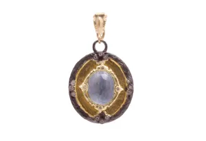 ARMENTA 18K YELLOW GOLD AND STERLING SILVER DIAMOND QUARTZ PENDANT 07159