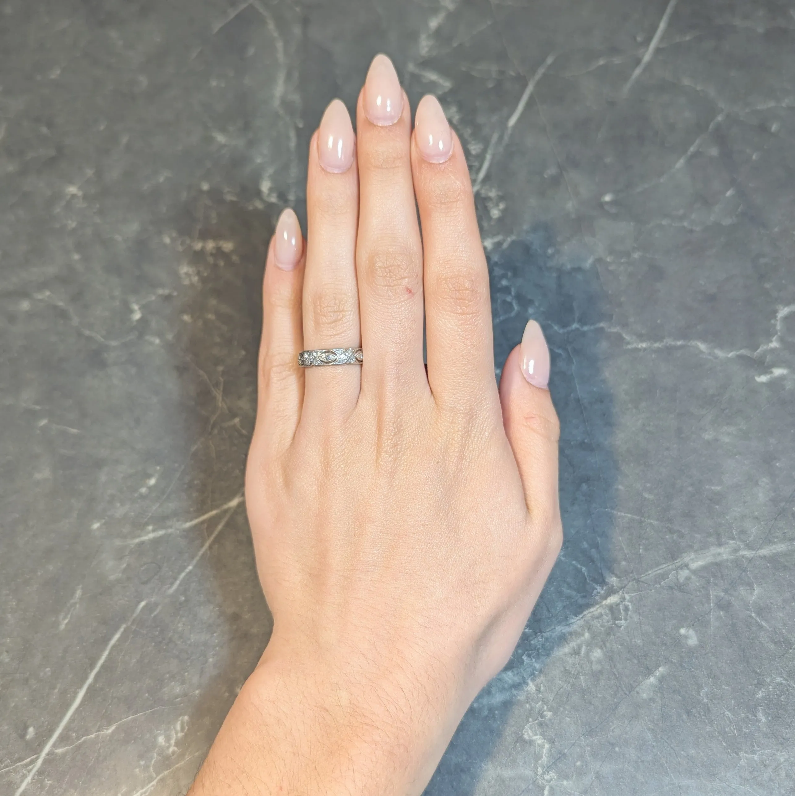 Art Deco 0.70 CTW Single Cut Diamond Platinum Twist Vintage Band Ring