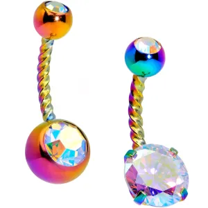Aurora Gem Rainbow Totally Twisted Belly Ring Set of 2