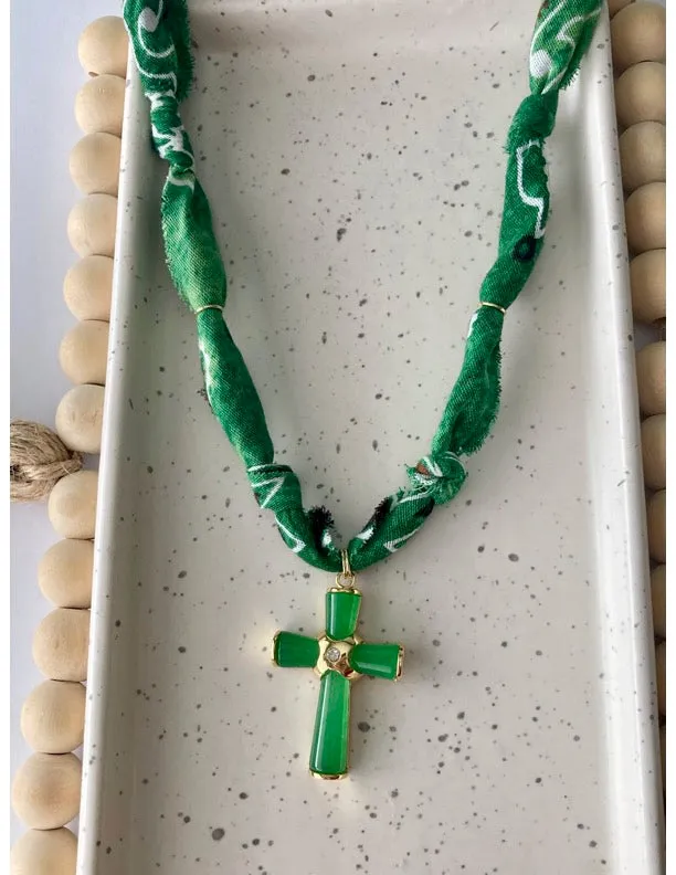 Bandana Charm Necklace | 1 Jade Charm | Gold Filled