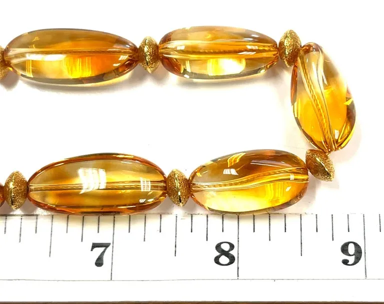 Baroque Citrine Beaded Necklace with 18K Yellow Gold Accents and Clasp