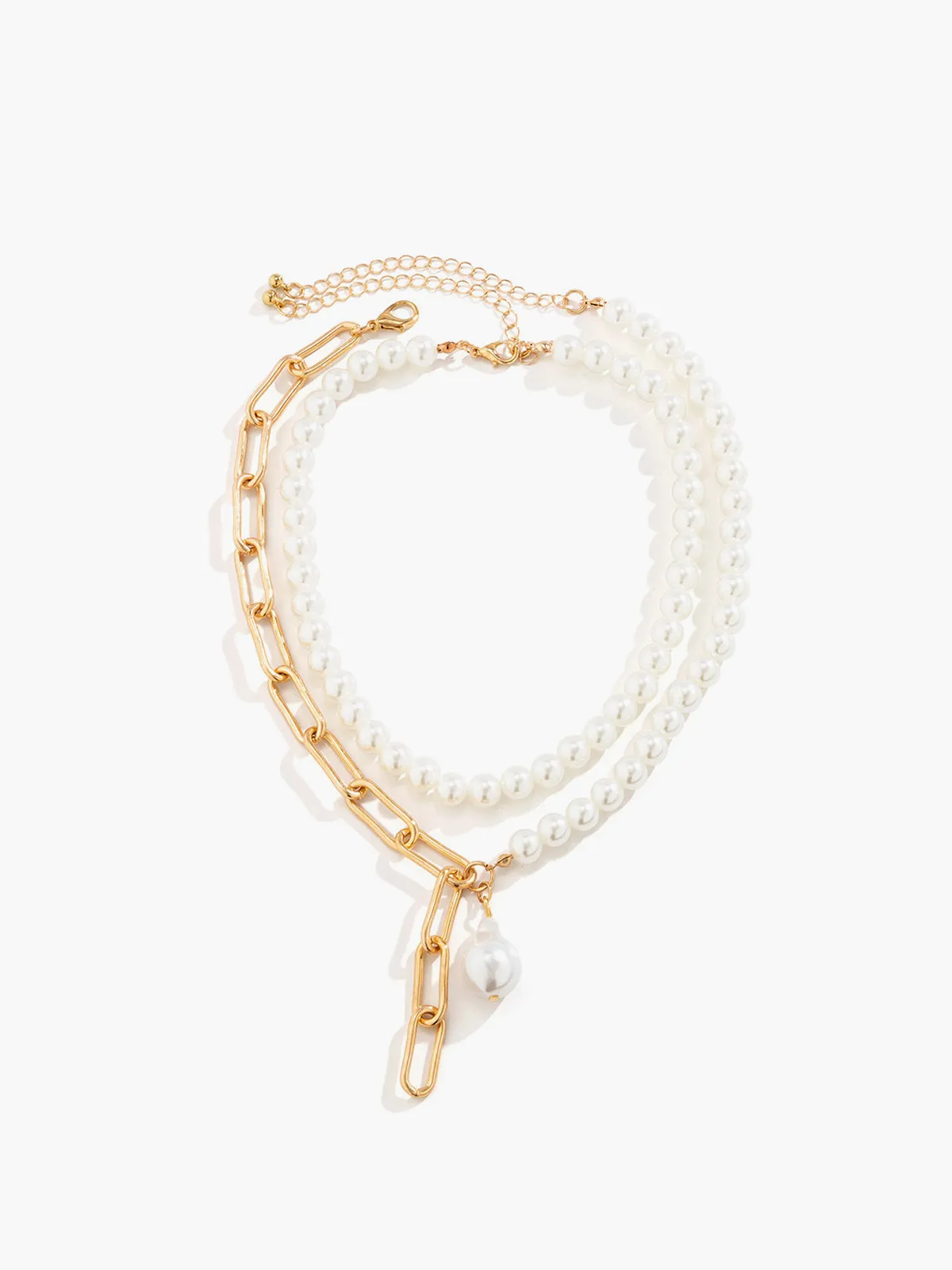 Baroque Pearl Beaded Chain Necklace