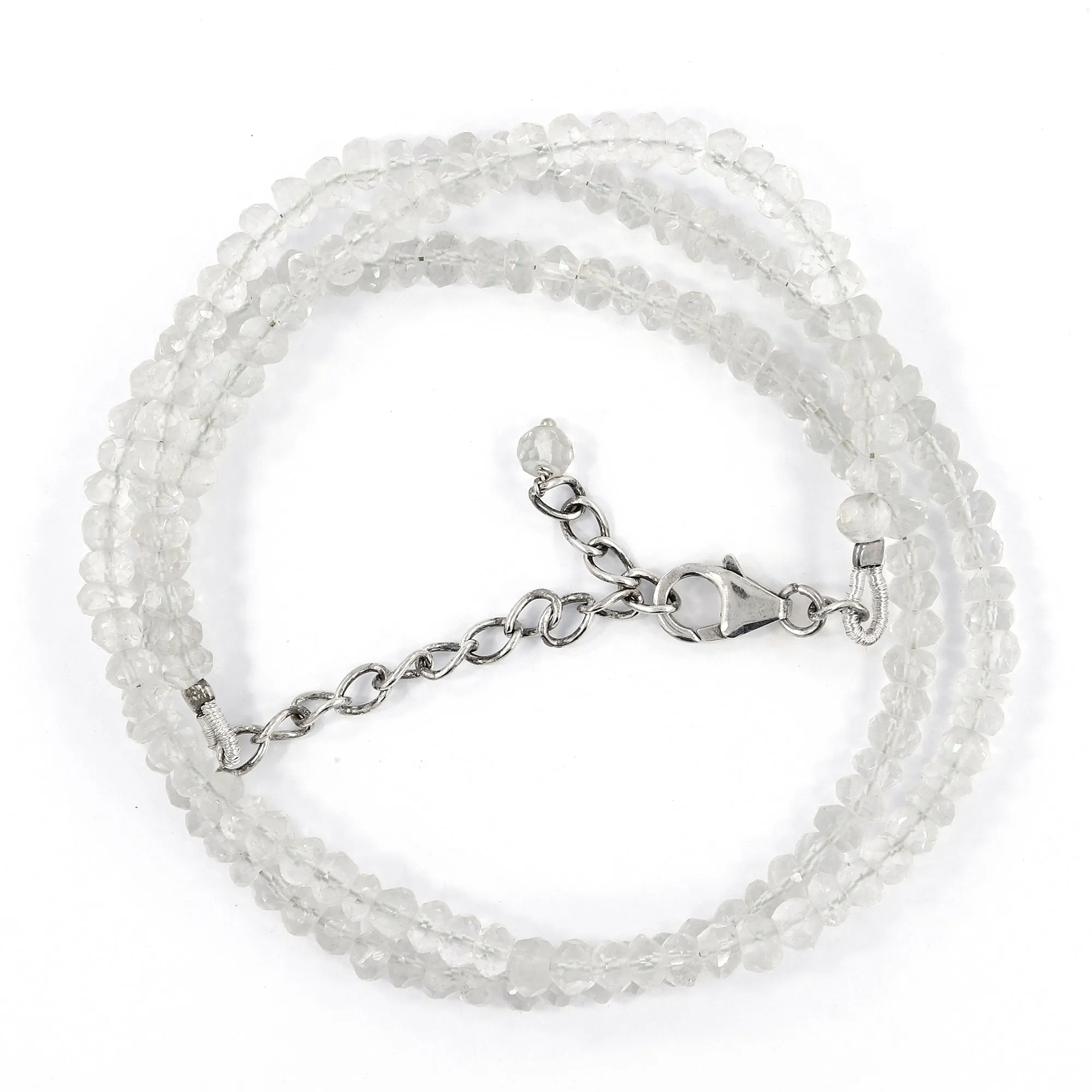 Beaded Crystal Quartz Sterling Silver Necklace Jewelry