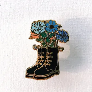 Beautifully Boots Flowers Hard Enamel Pin Cartoon Cute Kawaii Shoe Plant Metal Brooch Accessories Fashion Healing Badge Jewelry