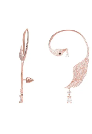 Bird of Paradise Ear Climber White Rosegold Left