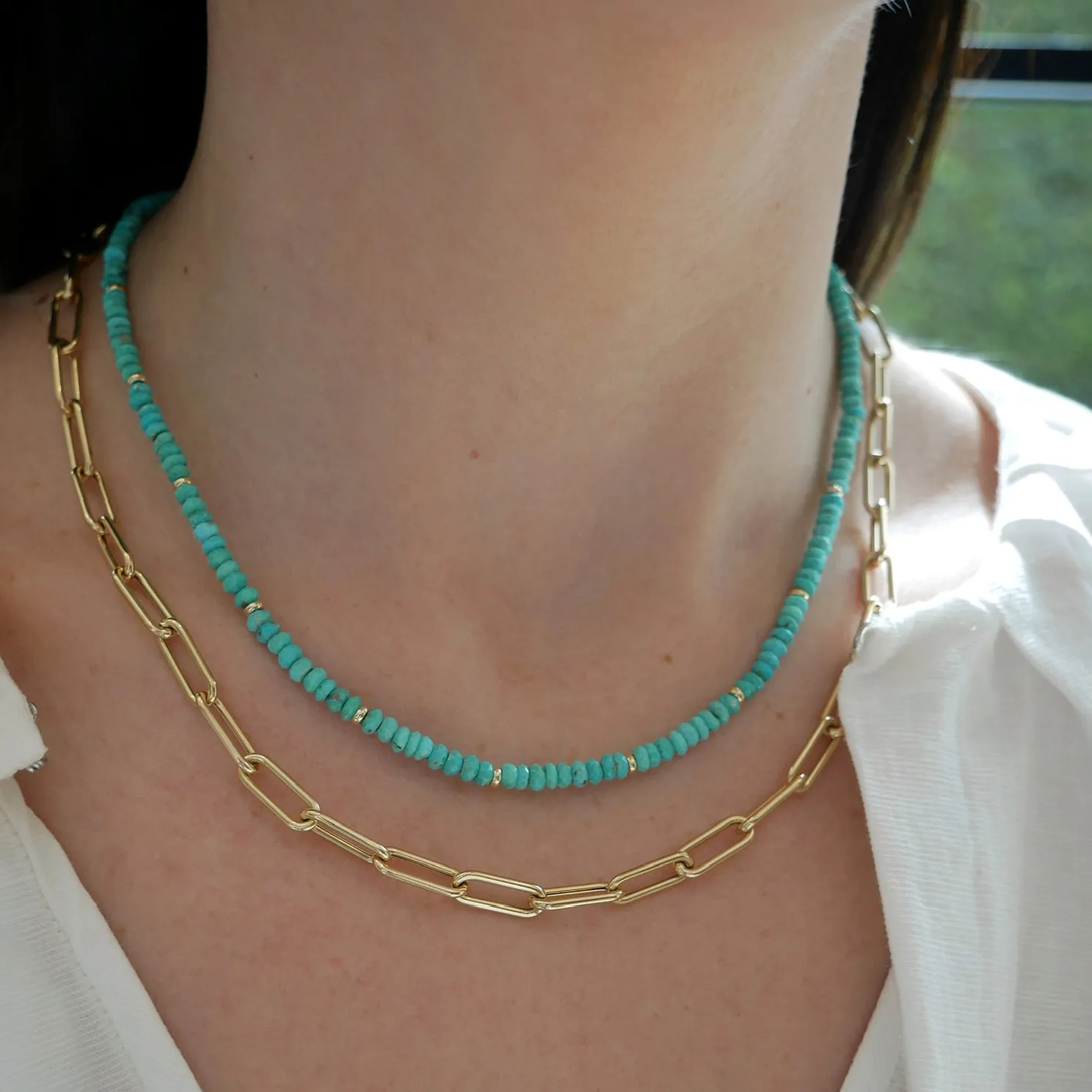 Birthstone Bead Necklace In Turquoise