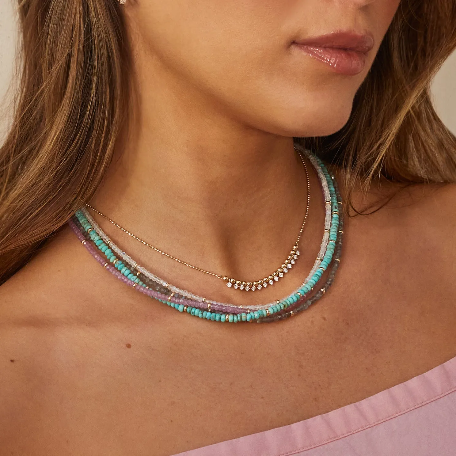 Birthstone Bead Necklace In Turquoise