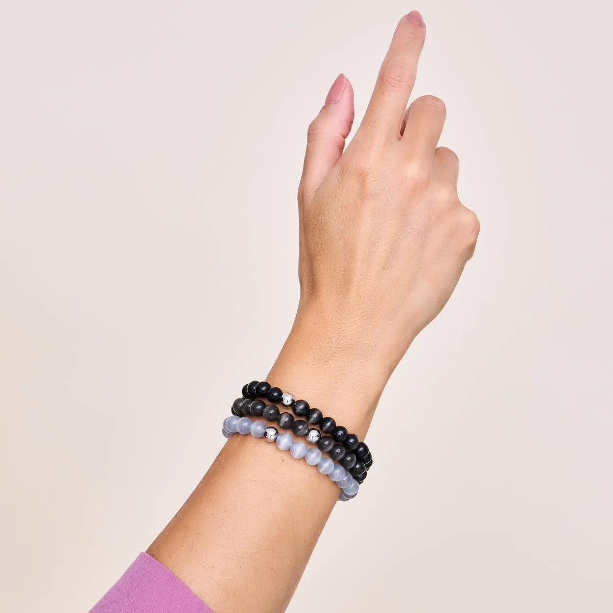 Black Sable | .925 Sterling Silver | Cheshire Glass Bracelet