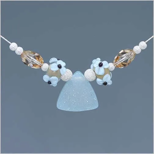Blue Agate Drusy and Glass Lampwork Necklace