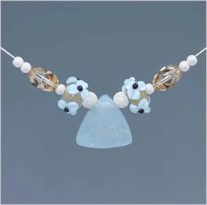 Blue Agate Drusy and Glass Lampwork Necklace