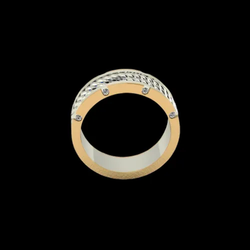 Blue Enamel Braided Texture Mens Band Engagement Ring