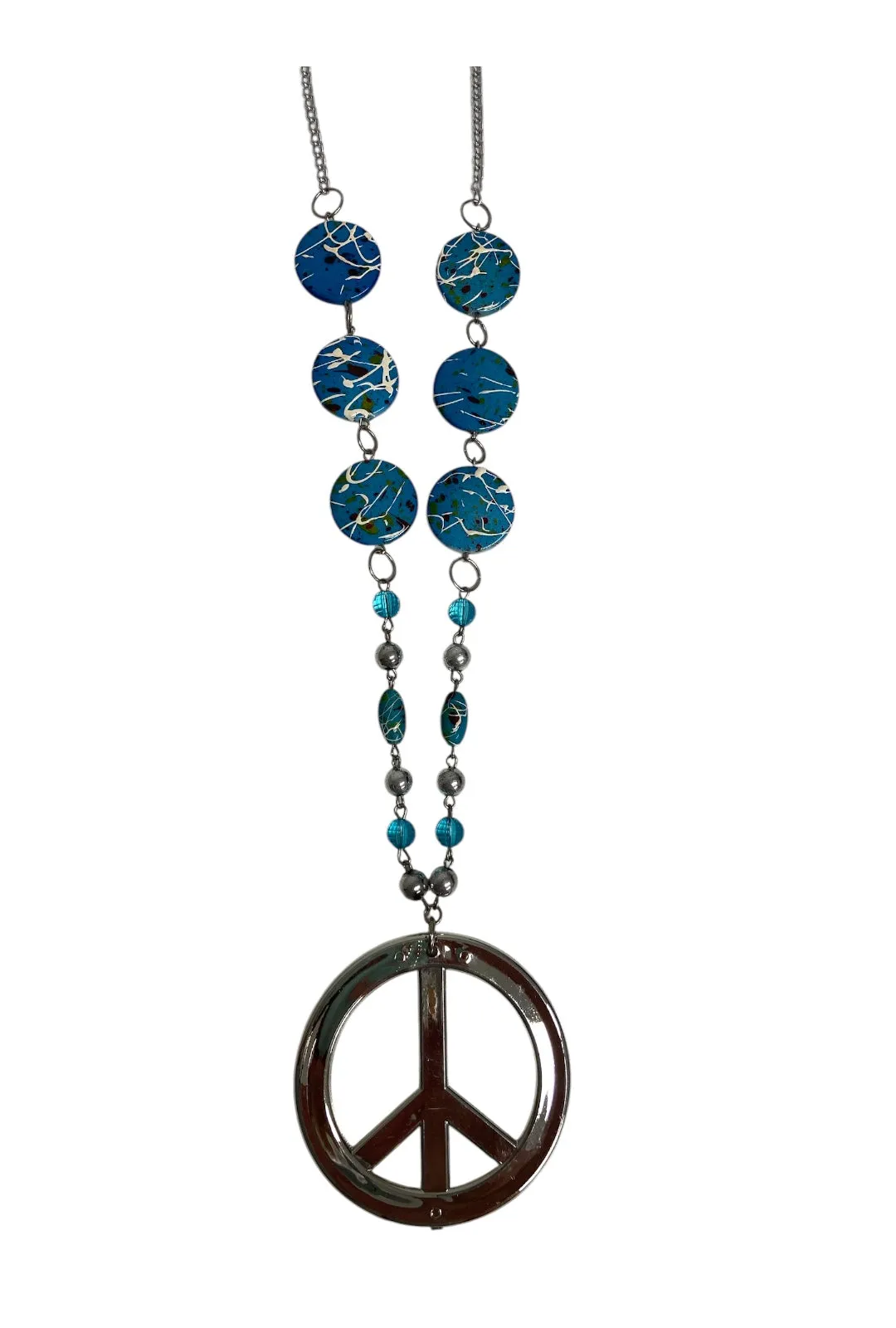Blue Peace Beaded Necklace