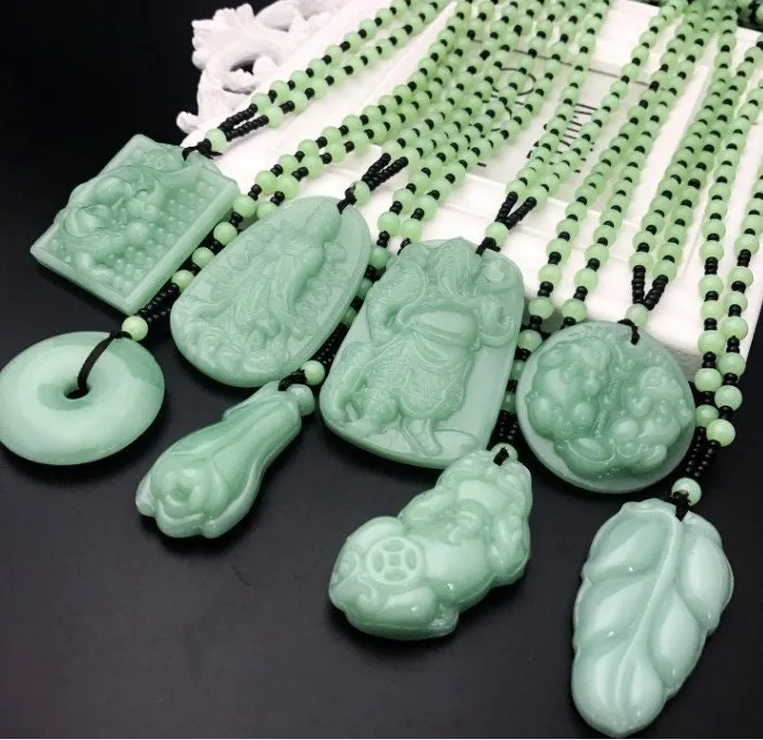 Bodhisattva Pendant  Necklace | Jade Necklace | Jadeite Necklaces | Jadeite Pendant | Goddess Necklace | Mazu Pendant | Beaded Necklace