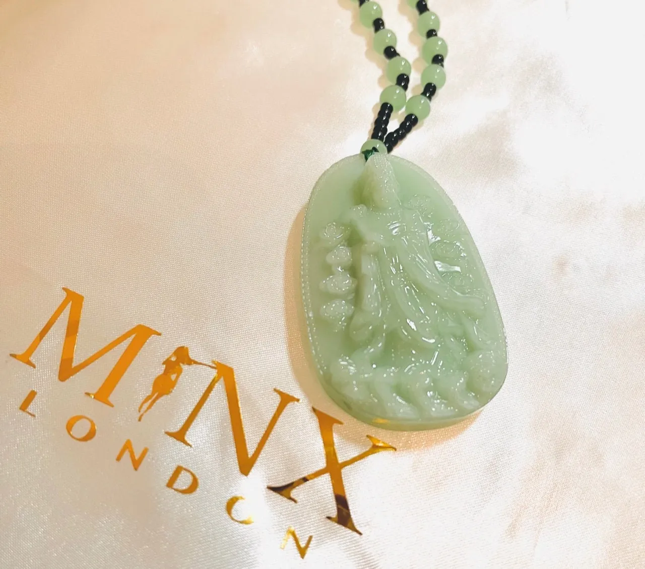 Bodhisattva Pendant  Necklace | Jade Necklace | Jadeite Necklaces | Jadeite Pendant | Goddess Necklace | Mazu Pendant | Beaded Necklace
