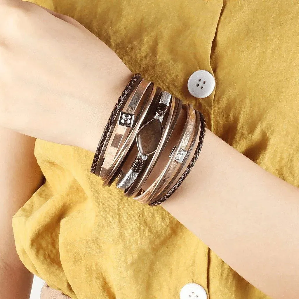 Boho Agate Multi-strand Braided Bracelet