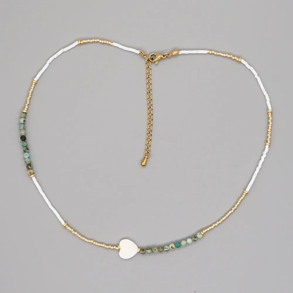 Boho Simple Beaded Necklace for Women Evil Eye