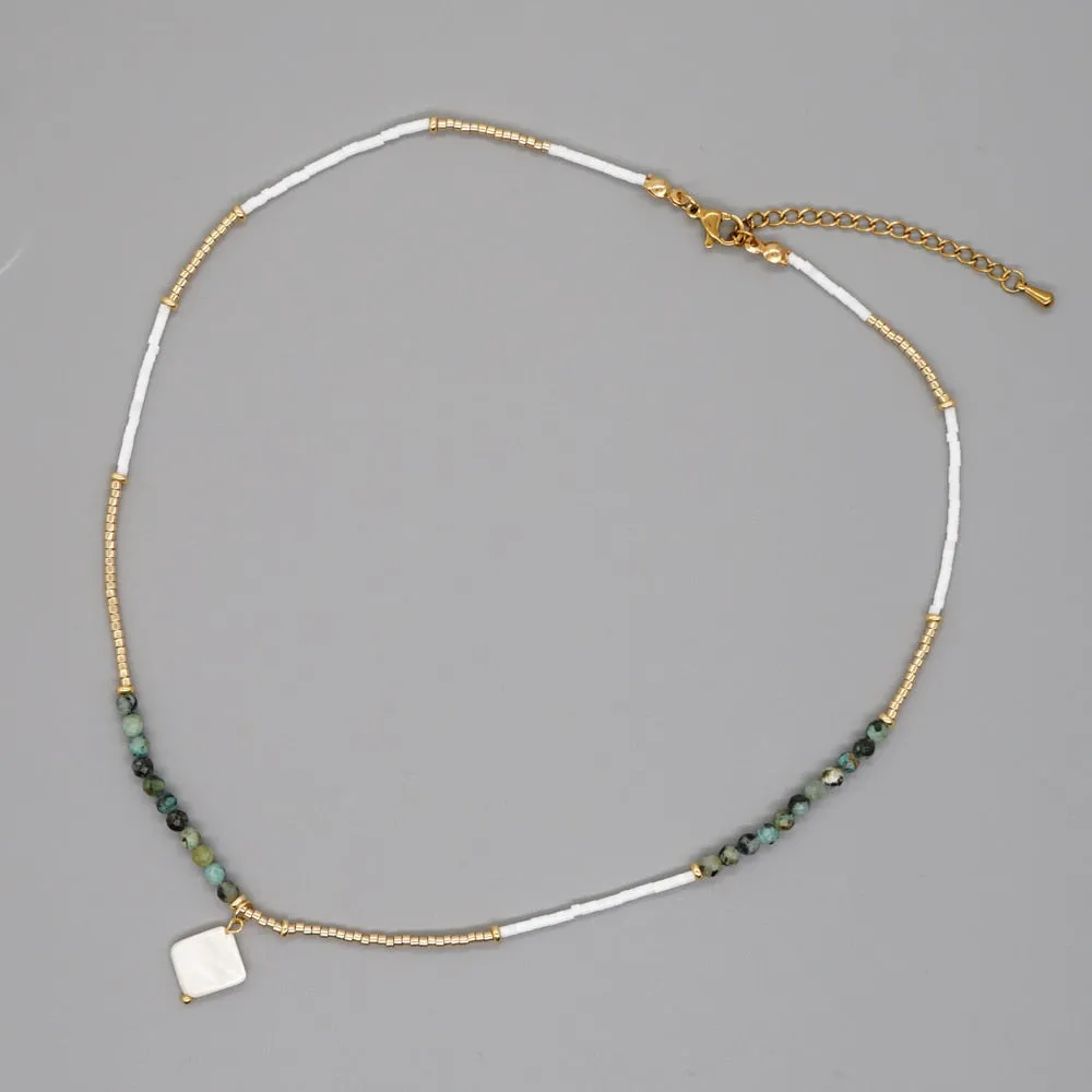 Boho Simple Beaded Necklace for Women Evil Eye