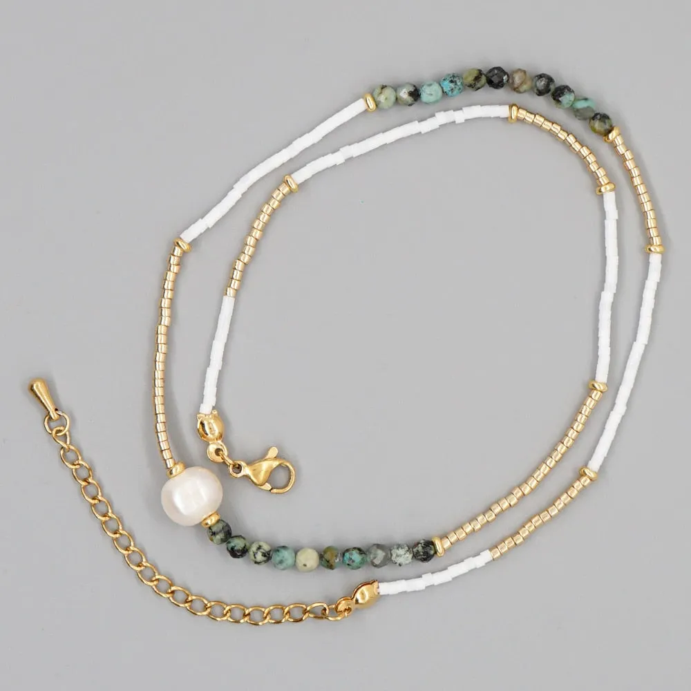 Boho Simple Beaded Necklace for Women Evil Eye