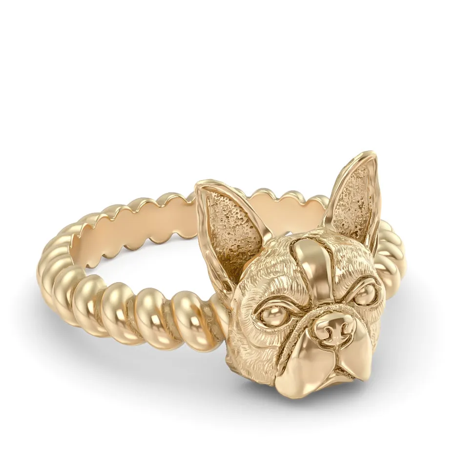 Boston Terrier Breed Twisted Wire Rope Ring