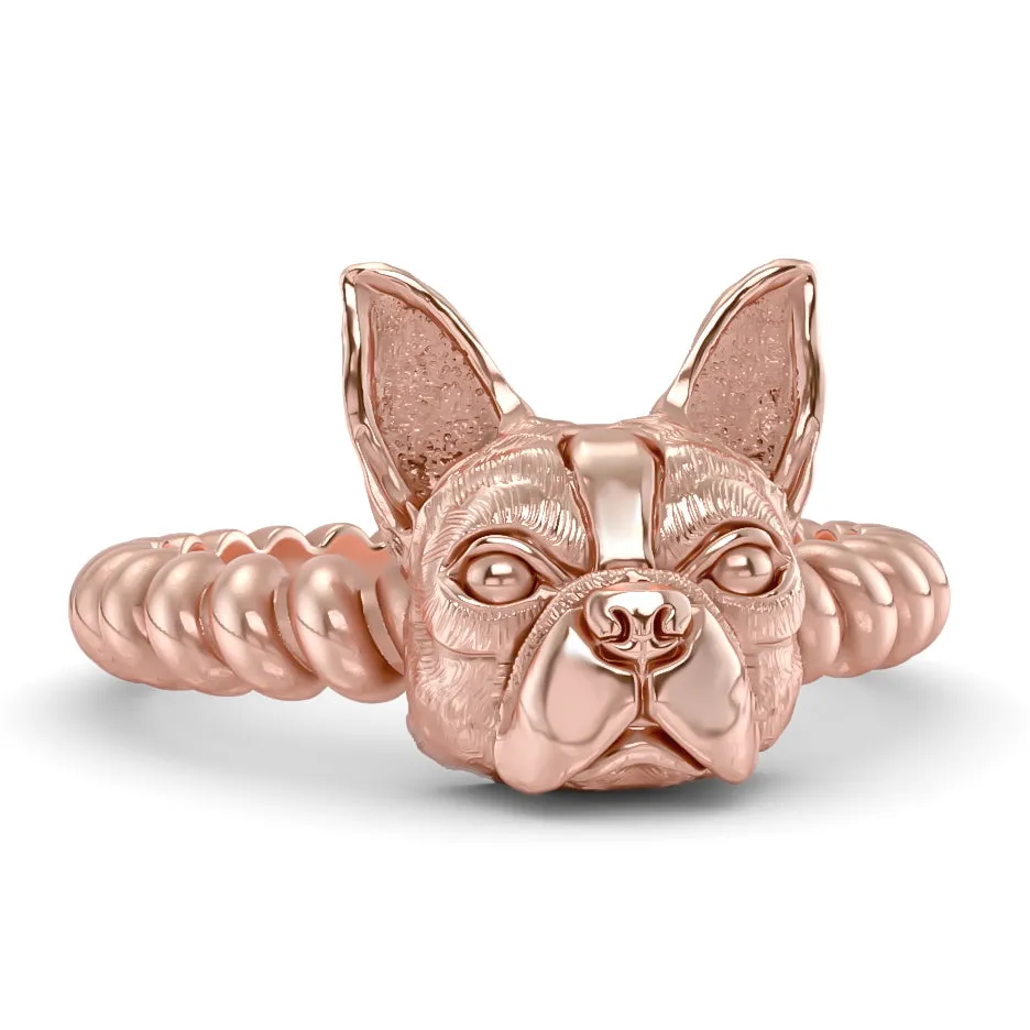 Boston Terrier Breed Twisted Wire Rope Ring