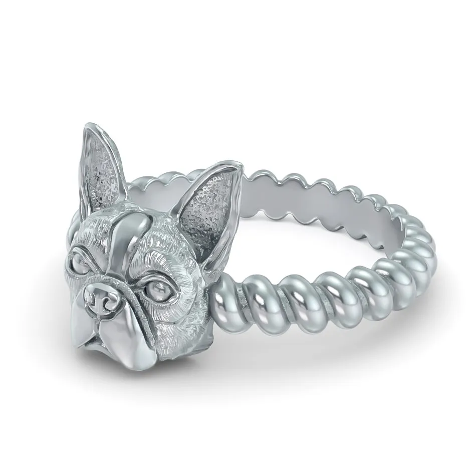 Boston Terrier Breed Twisted Wire Rope Ring