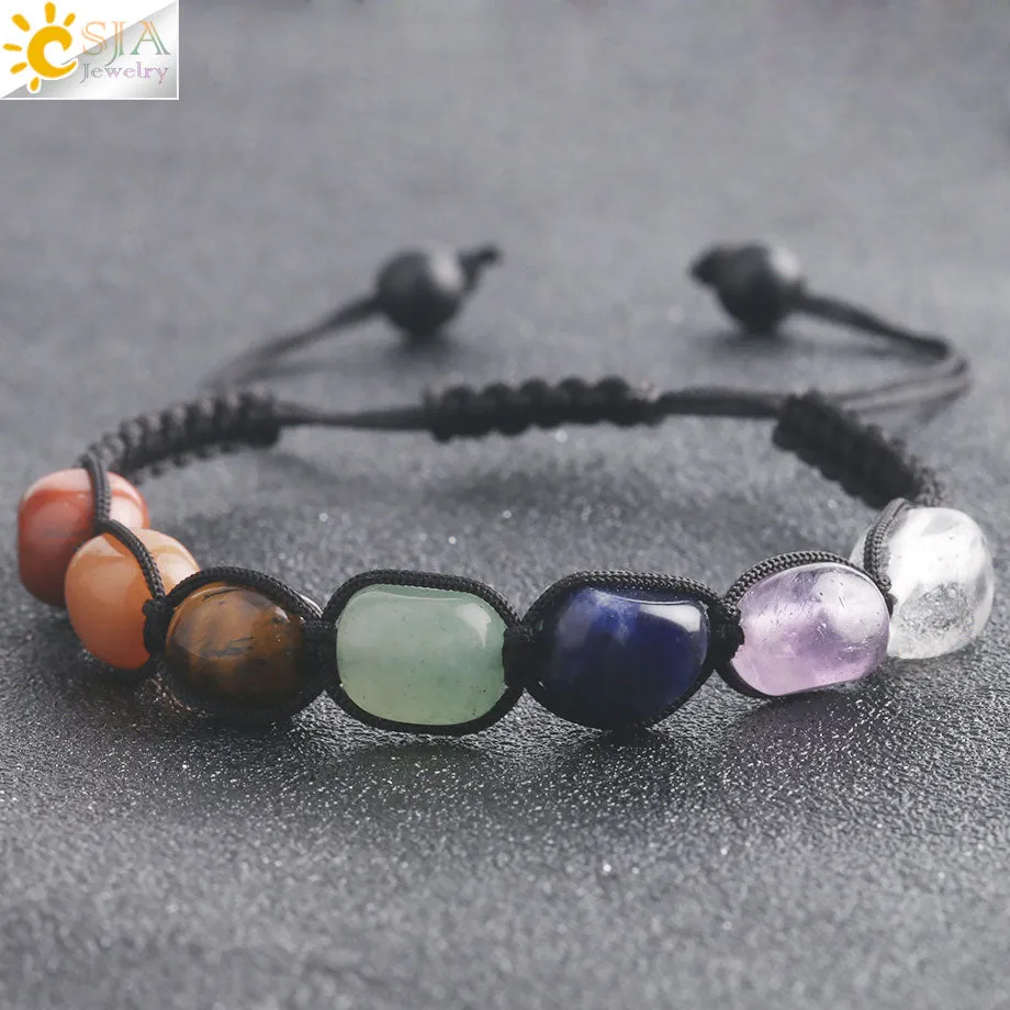 Bracelets Reiki Natural Stone Braided Women Bracelet