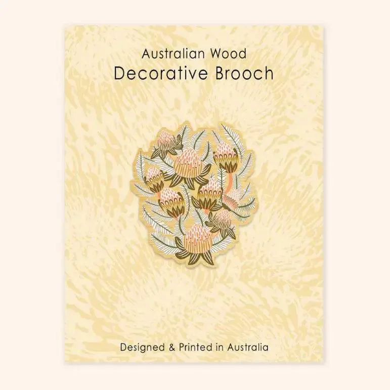 Bush Proteas Wooden Brooch