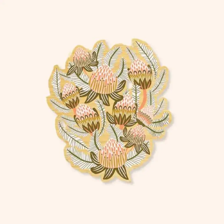 Bush Proteas Wooden Brooch