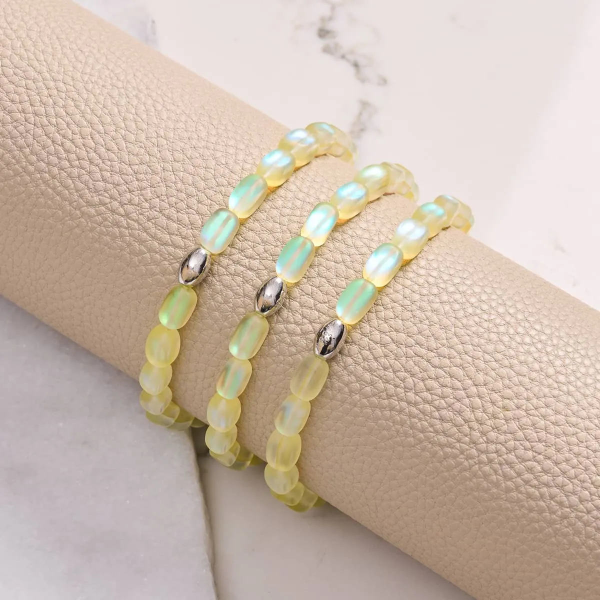 Canary | .925 Sterling Silver | Mermaid Glass Pebble Bracelet