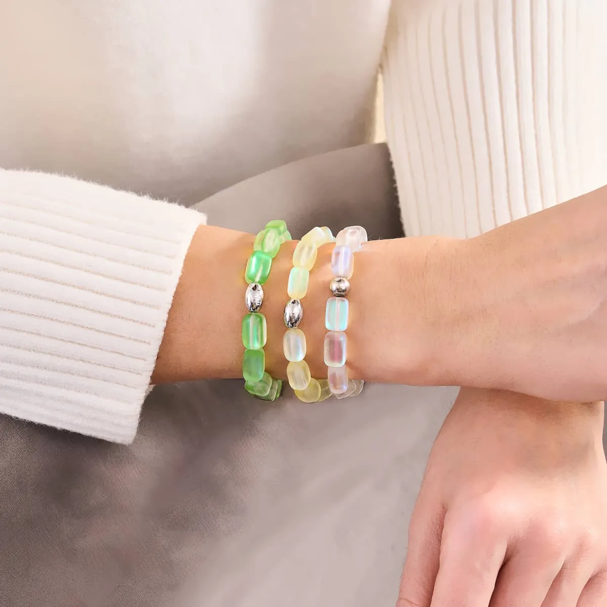 Canary | .925 Sterling Silver | Mermaid Glass Pebble Bracelet