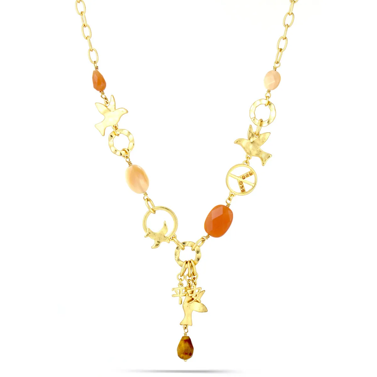 CARNELIAN TIGER EYE STONE CHARM  NECKLACES #191RD1101 (2D6)