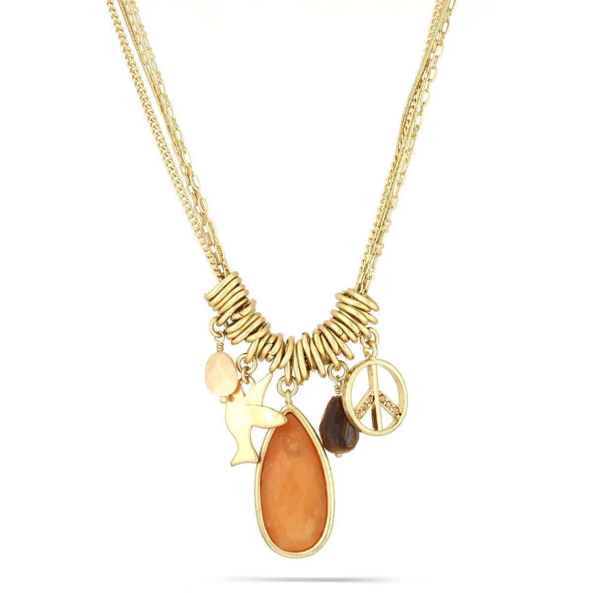 CARNELIAN TIGER EYE STONE CHARM  NECKLACES #191RD1301 (2B6)