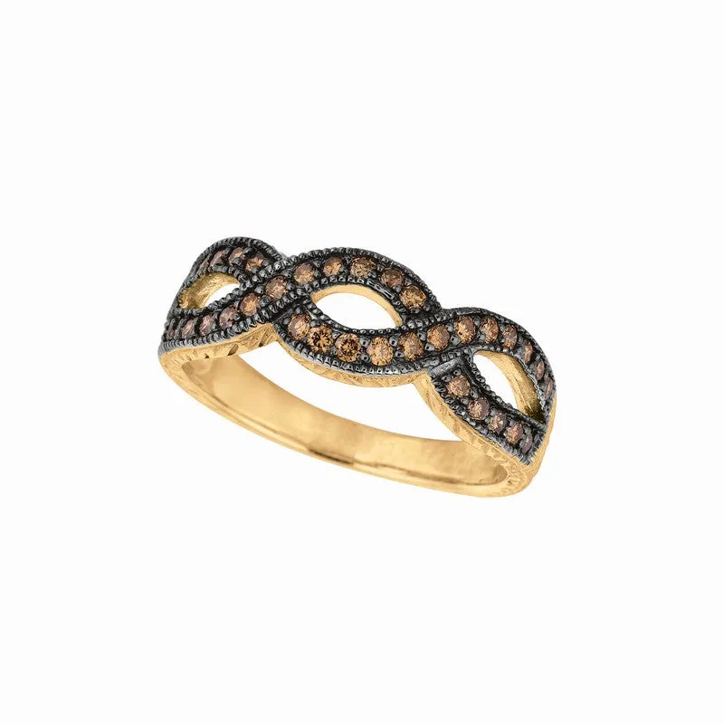 CHAMPAGNE DIAMOND TWISTED RING 14K GOLD (0.5 CTW)