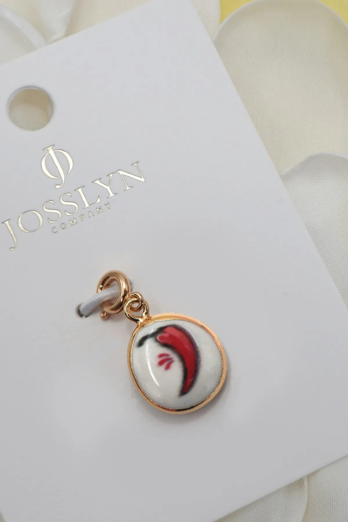 CHARM-PORCELAIN BOW CHERRY WITH SPRING RING CLASP | 80CM1101