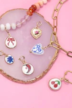 CHARM-PORCELAIN BOW CHERRY WITH SPRING RING CLASP | 80CM1101