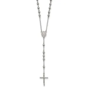 Chisel Stainless Steel Polished 6mm Beaded 29.5 inch Rosary Necklace