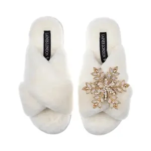 Christmas Snowflake Cream Slippers