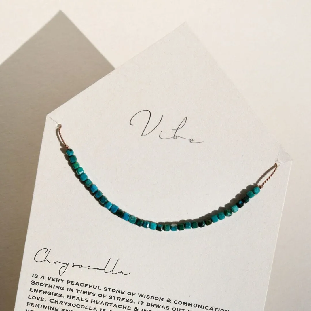 CHRYSOCOLLA CUBES BEADED NECKLACE