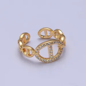 Chunky Statement Mariner Link Ring CZ Anchor Chain Link Ring for Stackable Jewelry O-2129
