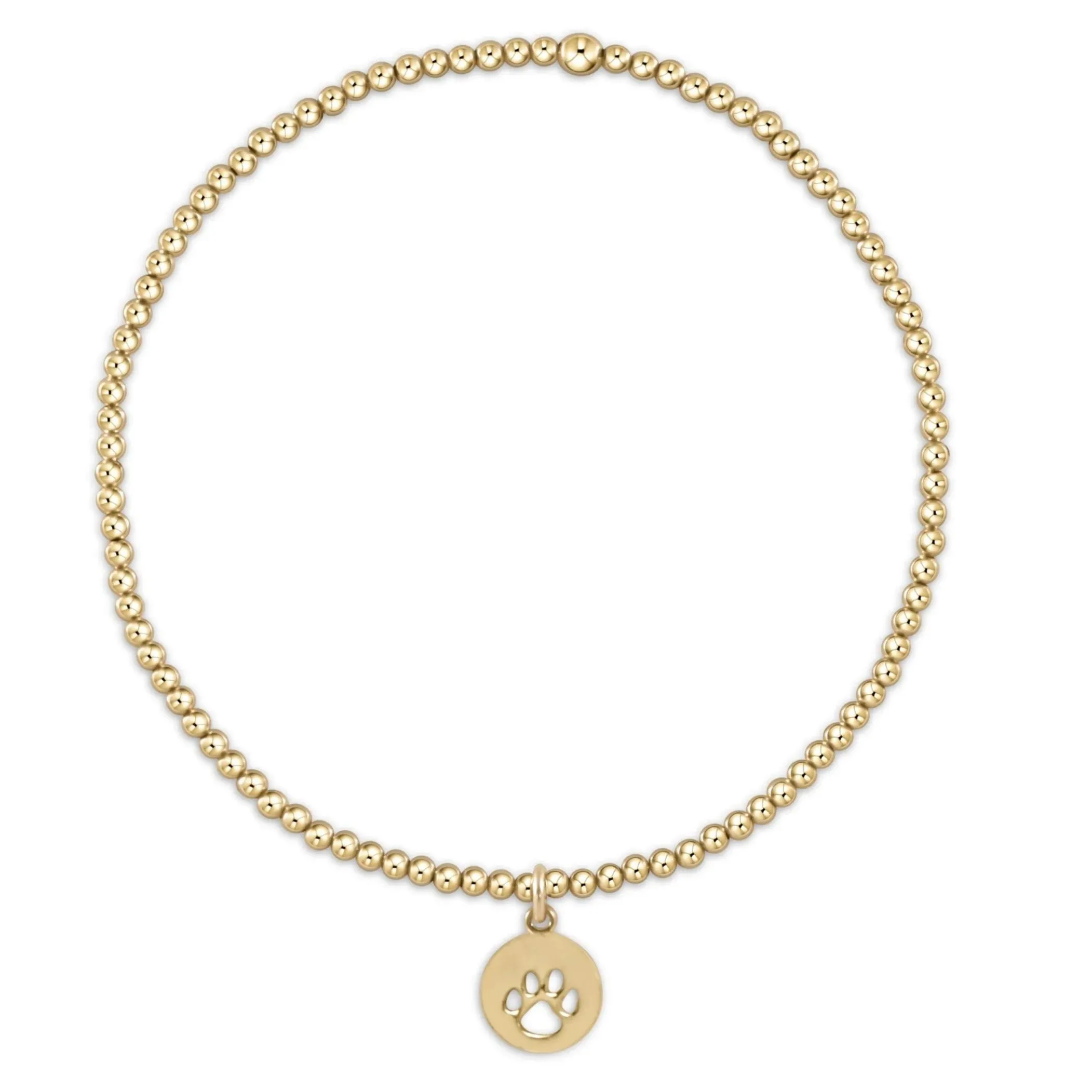 Classic 2mm Bead & Paw Print Small Disc Bracelet
