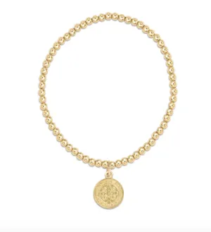 Classic Gold 3MM Bead Bracelet- Blessing Disc