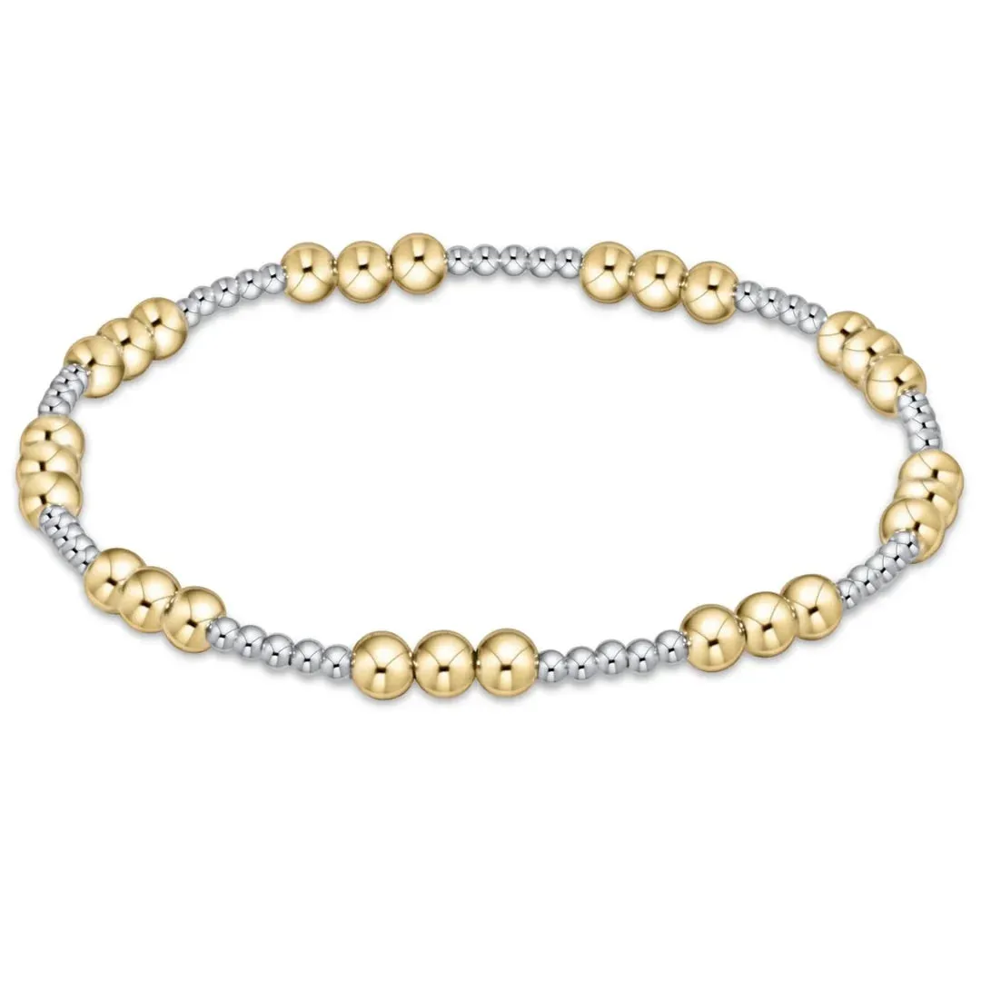 Classic Joy Pattern Mixed Metal 4mm Bead Bracelet