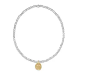 Classic Sterling Mixed Metal 2mm Bead Bracelet - Inspire Small Gold Charm