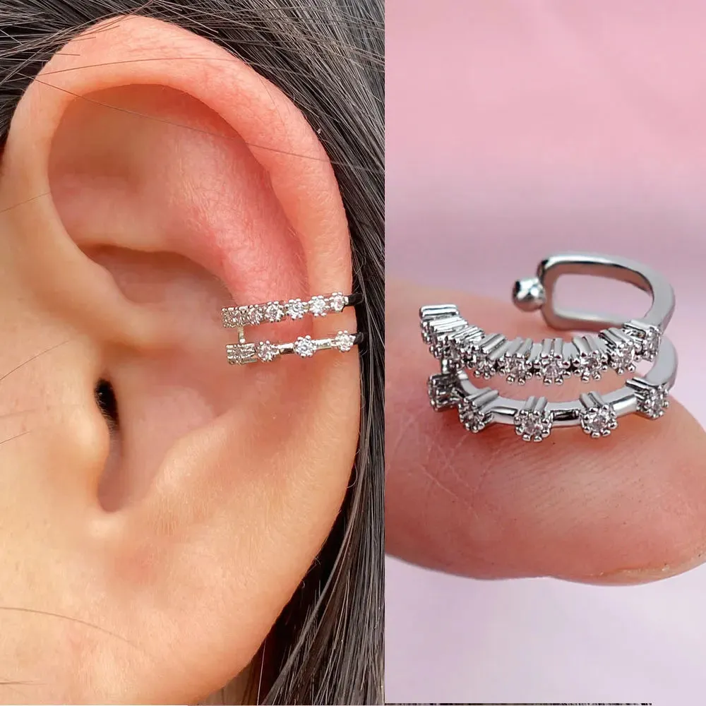 Climber Ear Cuff Ear Clip for Women CZ No Pierced C Shape Geometric