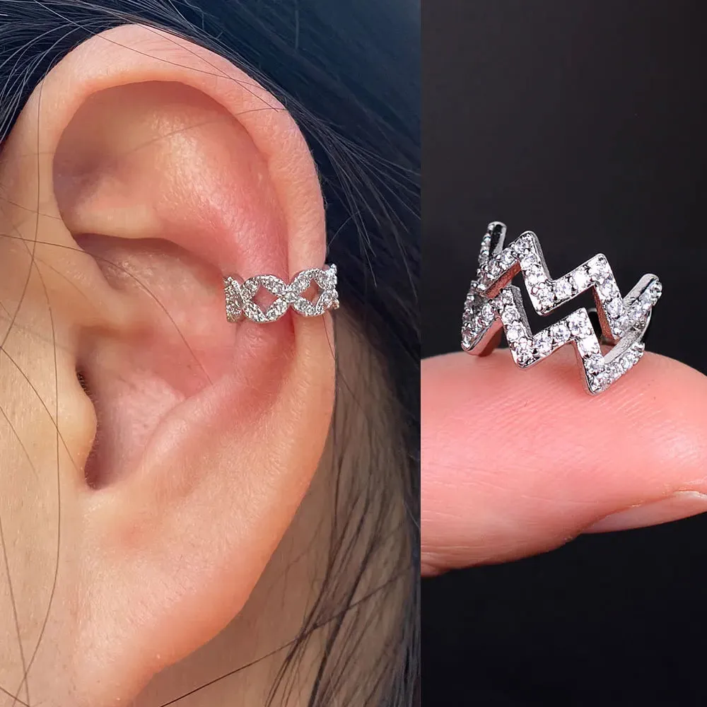 Climber Ear Cuff Ear Clip for Women CZ No Pierced C Shape Geometric