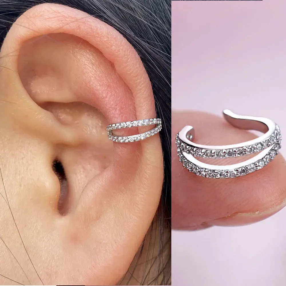 Climber Ear Cuff Ear Clip for Women CZ No Pierced C Shape Geometric