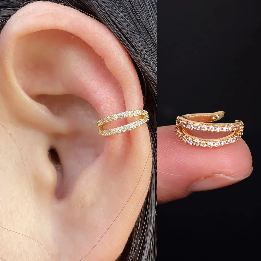 Climber Ear Cuff Ear Clip for Women CZ No Pierced C Shape Geometric